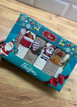 Акція чорна п'ятниця набір турецьких кухонних рушників новорічний прінт