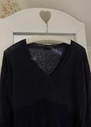 Блуза блузка джемпер кофта светр льняний бавовняний peserico оригінал з v вирізом реглан s xs m кардиган світер водолазка лонгслів гольф пуловер5 фото