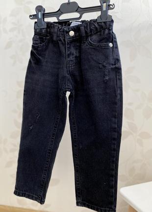 Черные джинсы zara, джинсы для мальчиков мом, прямые джинсы1 фото