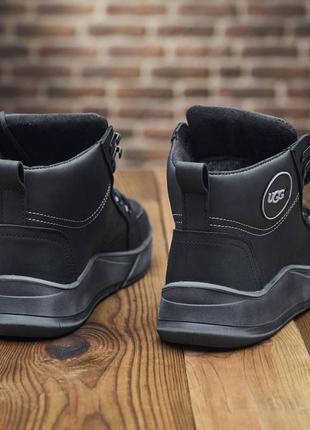 Зимові чоловічі черевики ugg натуральна матова шкіра, качественные зимние ботинки7 фото