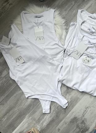 Базовый белый боди zara силуэтный белоснежный