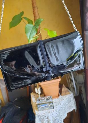 Вечірня шкіряна лакова брендова сумочка на цепочці van dal6 фото