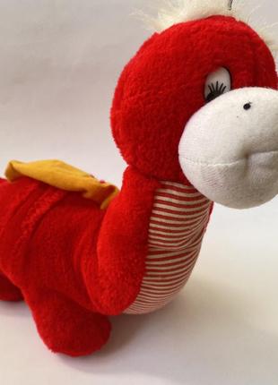 Мягкая игрушка красный динозавр дракон1 фото
