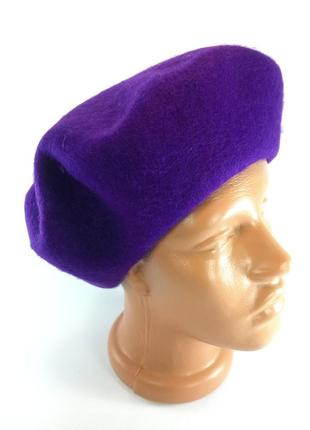 Берет женский теплый фетровый шерстяной зимний французский женские шапки береты фиолетовый2 фото