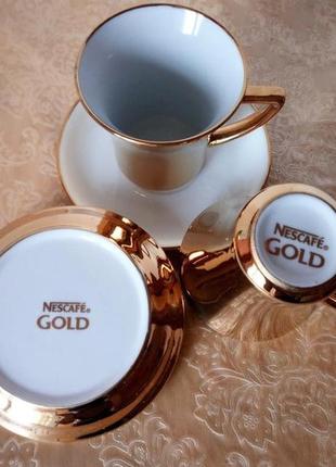 Золота чашка з блюдцем nescafe gold нескафе3 фото