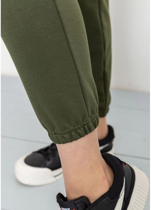 Спорт штани жіночі двонитка, колір хакі, 129r14666 фото