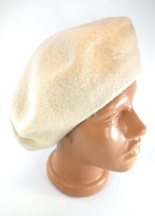 Берет женский теплый фетровый бежевый шерстяной зимний французский классический женские шапки береты5 фото