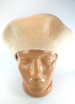 Берет женский теплый фетровый бежевый шерстяной зимний французский классический женские шапки береты2 фото