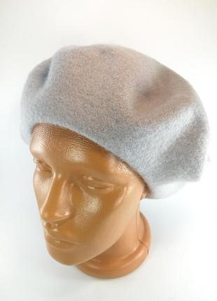 Берет женский теплый фетровый шерстяной зимний французский классический женские шапки серые береты1 фото