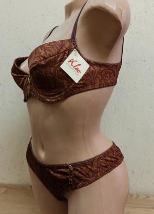 Kleo комплект женского нижнего белья коричнево золотистый р 70с, 80в4 фото