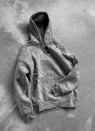 Черное мужское худи оверсайз с принтами