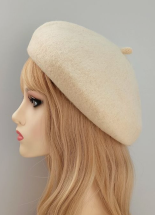 Берет женский теплый фетровый бежевый шерстяной зимний французский классический женские шапки береты6 фото