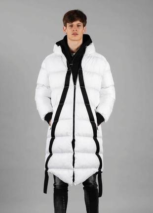 Белая теплая зимняя куртка мужская