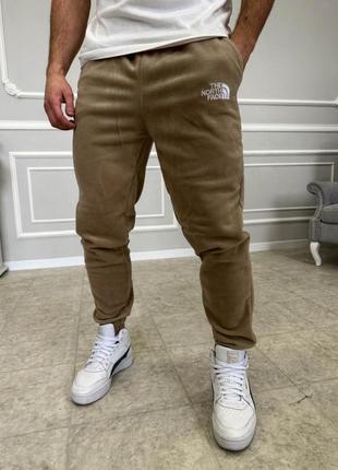 Бежевые мужские утепленные спортивные штаны1 фото