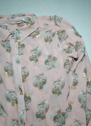 Блуза в кроликах h&amp;m 7-8 лет. шифоновая блуза . нарядная блуза в кроликах .дівчача блуза в кооликах2 фото