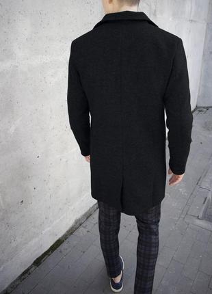 Мужское шерстяное пальто чоловіче класичне чорне кашемірове пальто3 фото