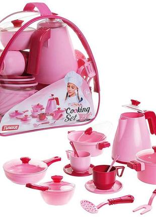 Набір посуду для дітей юніка рожевий 23 елементи (71740)