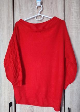 Красный свитер крупной вязки красивый мирер свитер кофта джемпер размер 46-484 фото