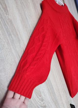 Красный свитер крупной вязки красивый мирер свитер кофта джемпер размер 46-483 фото