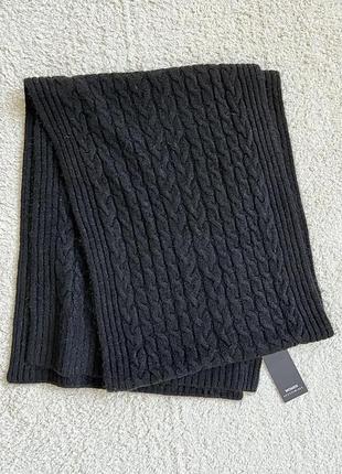 Длинный теплый черный  вязаный шарф косичка accessories 2,15*37 см