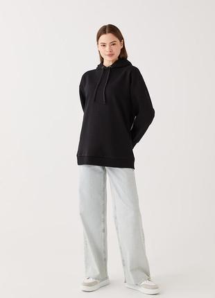 Удлиненный черн женский худи
