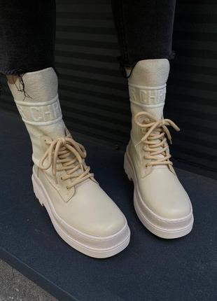 Жіночі черевики di0r boot beige sock10 фото