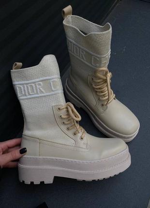 Жіночі черевики di0r boot beige sock8 фото