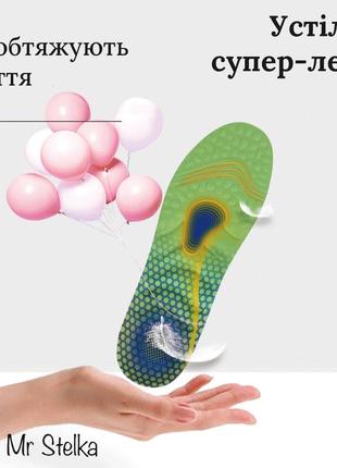 Стельки для бега и ходьбы повышенного комфорта, 37.5-42р регулируется (24-27 см), зеленого цвета s-58 №16 фото