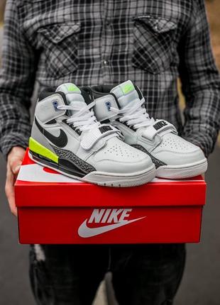 Мужские кроссовки nike air jordan legacy white grey green3 фото