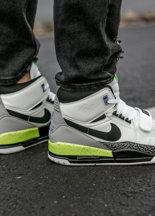 Мужские кроссовки nike air jordan legacy white grey green6 фото