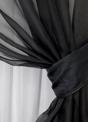 Однотонний тюль чорного кольору sofia шифон. чорний тюль вуаль однотонний