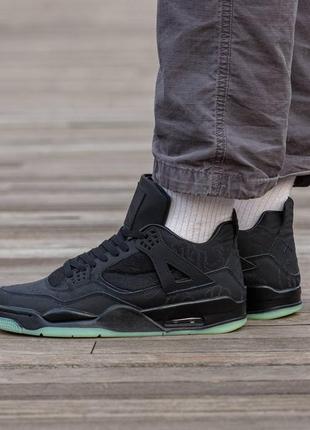 Мужские кроссовки nike air jordan retro 4 x kaws black