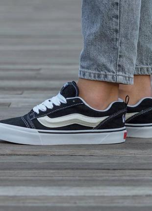 Женские кроссовки Shoes vans knu skool black white platform