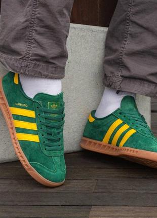 Мужские кроссовки adidas hamburg green yellow5 фото