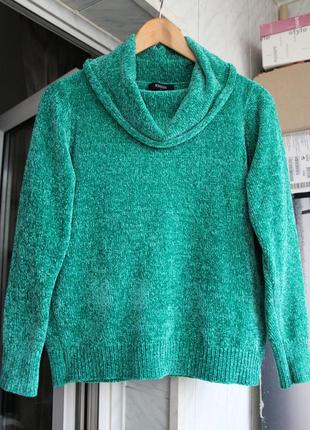 Мягкий плюшевый вязаный свитерок изумрудного цвета4 фото