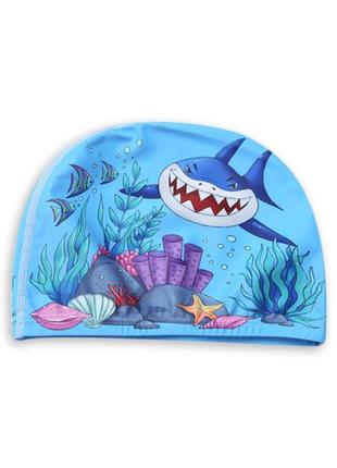 Тканевая шапочка для плавания для детей от 0.7-3 лет, универсальная синего цвета cp-13 a_1 №51 фото