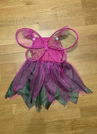 Яркий карнавальный костюм платье феи динь-динь на 1-3 года5 фото