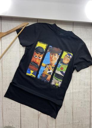 Чёрная футболка с мультика дисней с принтом оверсайз история игрушек, с рисунком принтом, футболка коттон disney toy story оригинал