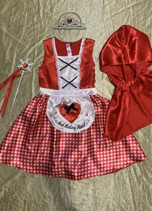 Карнавальний костюм сукня червона шапочка на 7-8 років