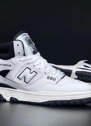 Кросівки зимові new balance 650 white/black / шикарні чоловічі зимові черевики для міста / шкіряні зимові черевики утеплені хутром на кожен день5 фото