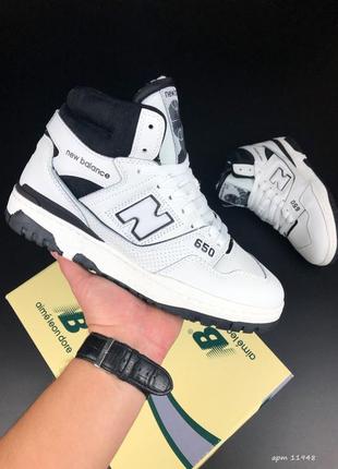 Кросівки зимові new balance 650 white/black / шикарні чоловічі зимові черевики для міста / шкіряні зимові черевики утеплені хутром на кожен день1 фото