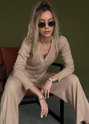 Трендовый вязаный костюм из ангоры рубчик