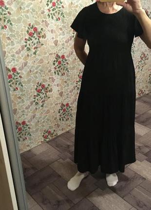Платье длинное черное вискоза р.46-482 фото