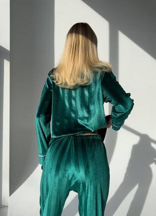 Изумрудная шикарная бархатная пижама люкс качество4 фото