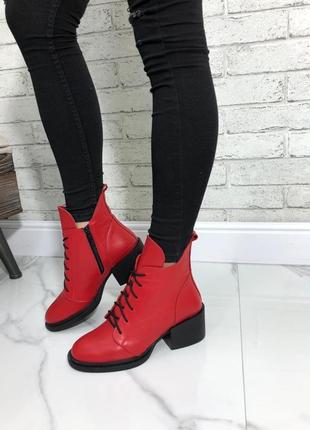 36-41 ботинки кожа/замша на каблуке деми/зима черный, бежевый, серый, красный, пудра3 фото