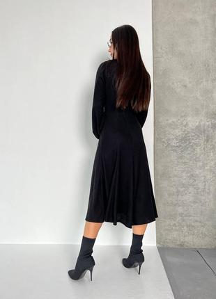 Стильное платье миди из ангоры черное, бежевое, хаки4 фото