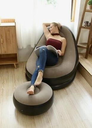 Надувное кресло с пуфом air sofa3 фото