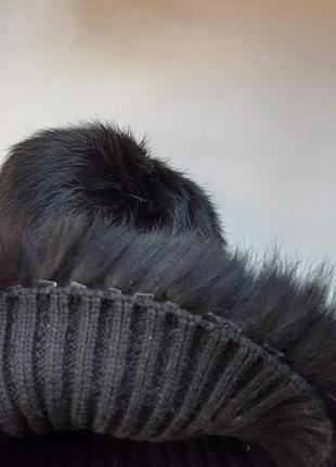 Шапка сноп меховая из меха ондатры стрейчевая черная зимняя4 фото