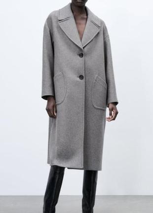 Zara вовняне довге пальто оверсайз з вовни