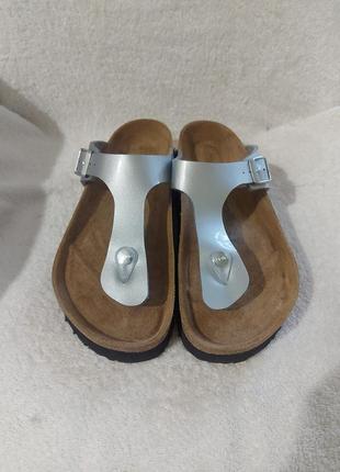 Шлепанцы вьетнамки papillio by birkenstock gizeh platform 38p серебро1 фото